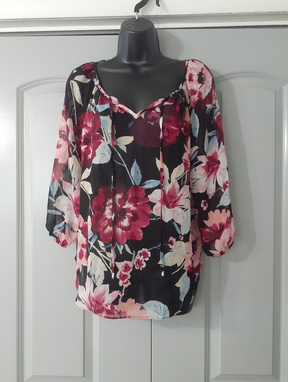 Alyx black sheer floral blouse